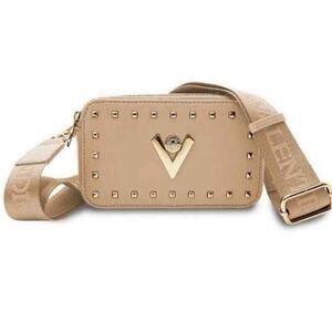 VALENTINO ORLANDI Studded Double Zip Crossbody Camera Bag. Taupe. New wi…